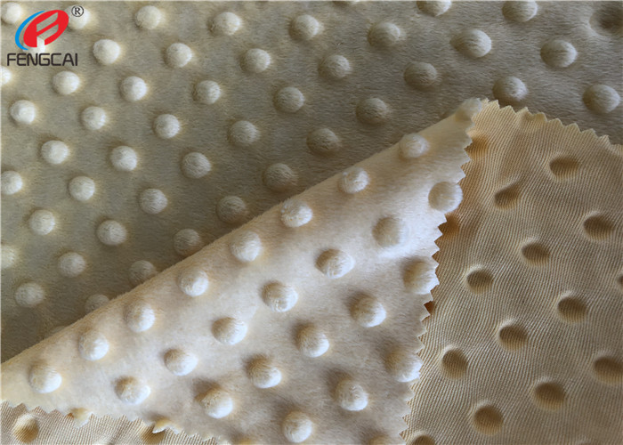 Embossed Minky Dot Polyester Velboa Fabric For Baby , Customized Color