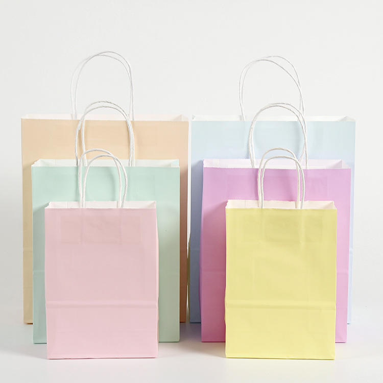 Customized Brown Kraft Paper Recycled Gift Bags For Retail Shop