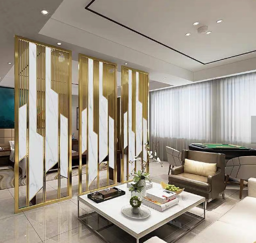 Gold Mirror 304 Stainless Steel Partition Metal Folding Room Divider