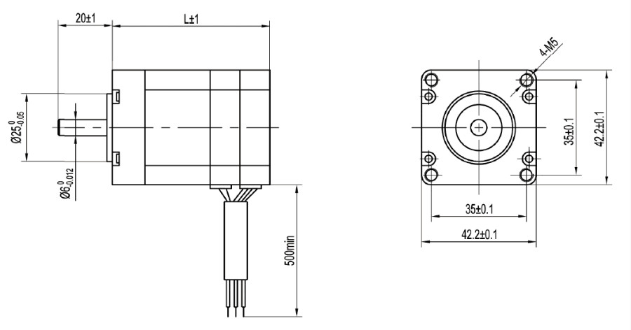 42mm Nema 17 Brushless DC Motor 3.5A 106W 8Pole 48V 3Phase 0.22Nm 4600RPM