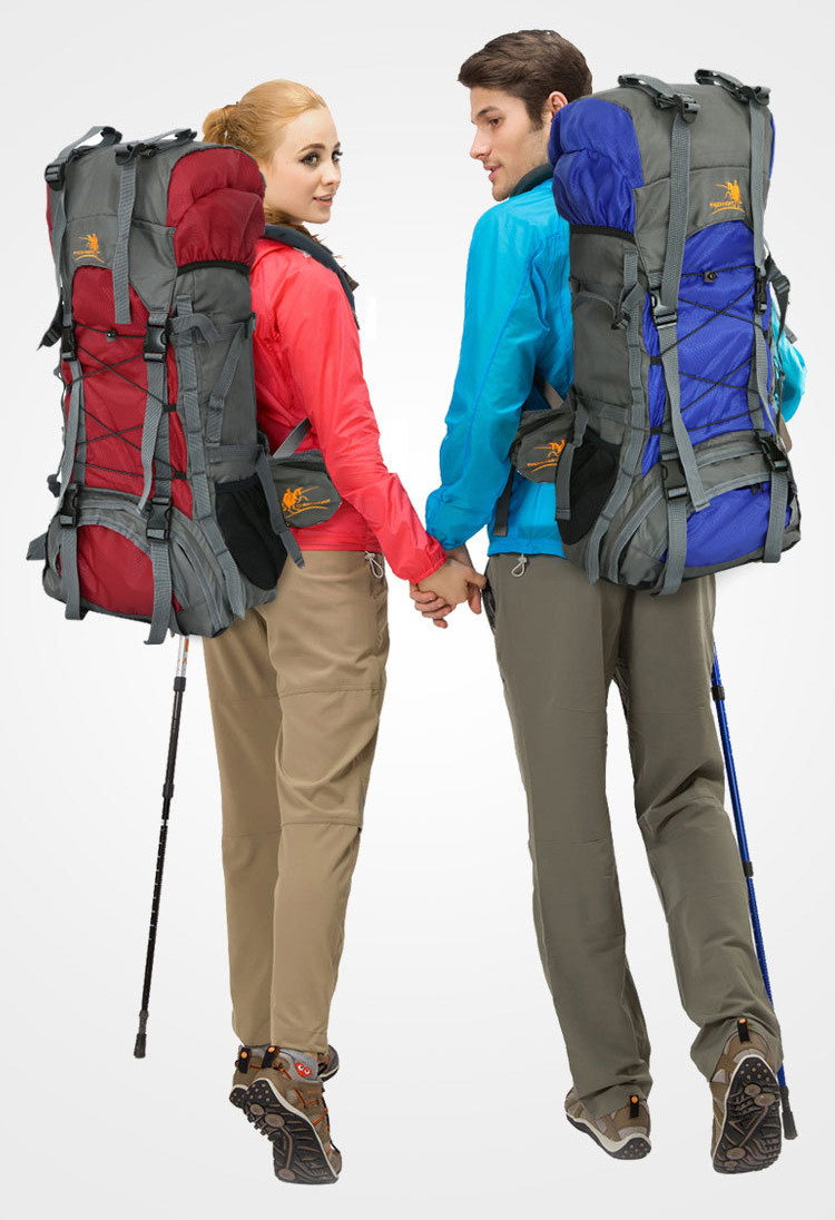 Blue 60L Waterproof Camping Backpack BSCI Mountain Climbing Backpack