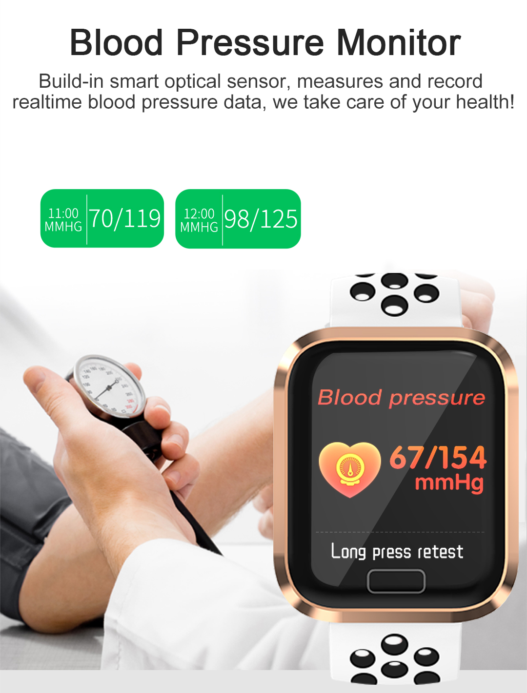 170mAh M56 TPU Smart Watch With Alarm Clock Touch Screen CALENDAR Body Temperature