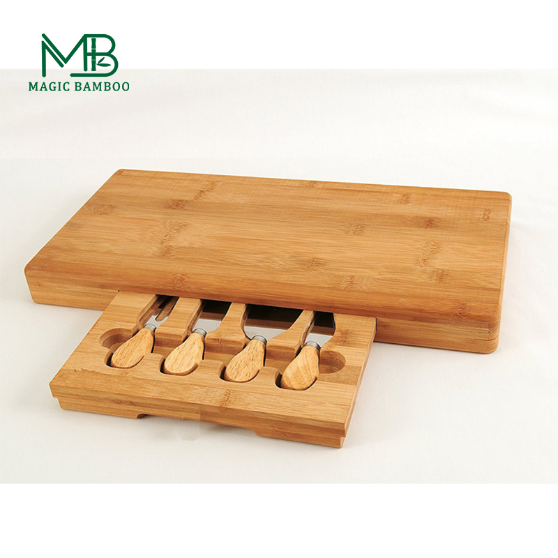 Custom Sustainable Kitchen Cutting Board Natural Bamboo Charcuterie Cheese Board Set