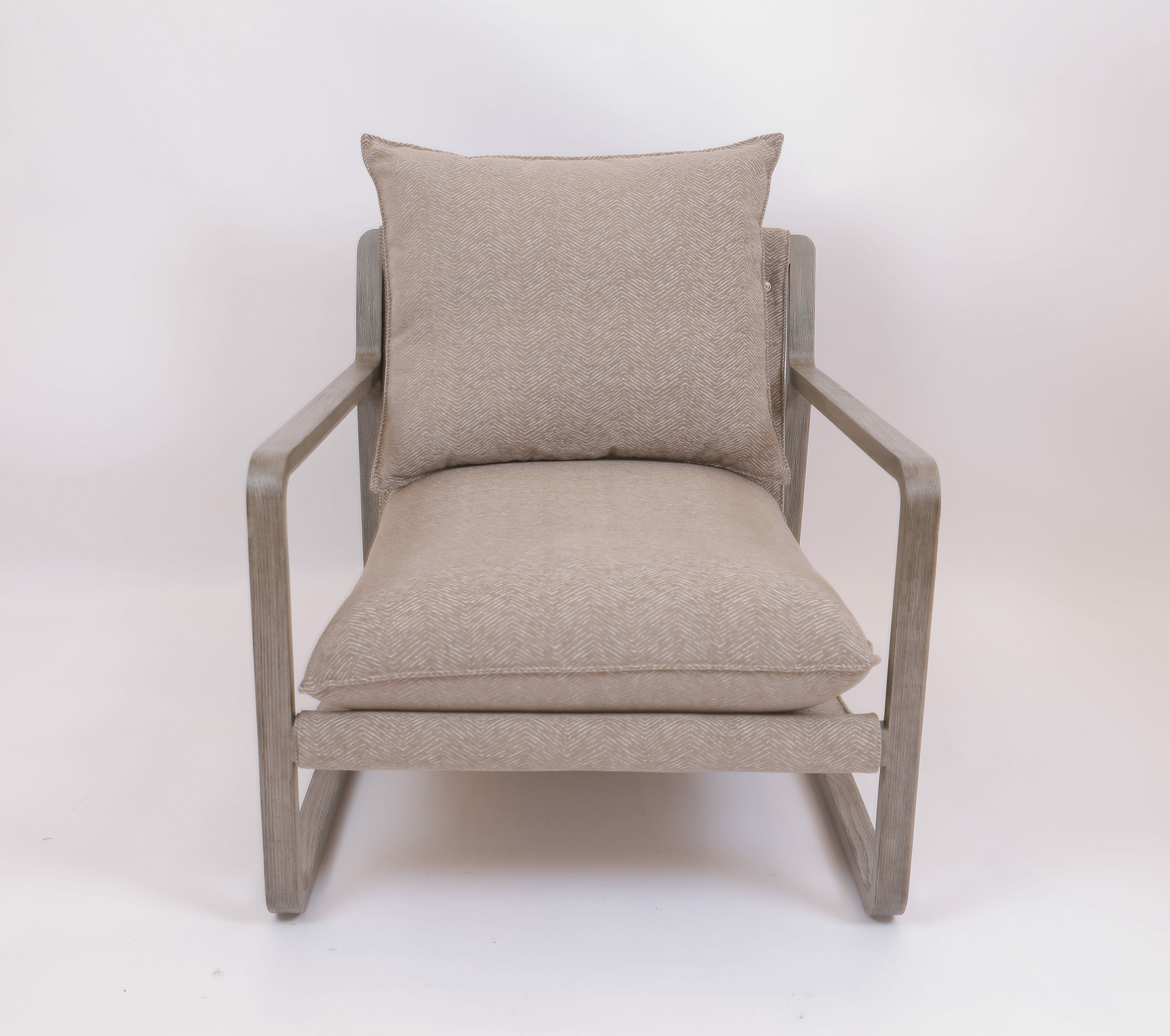 Hotel Bedroom Solid Oak Wood Lounge Chair Stainless Steel Base