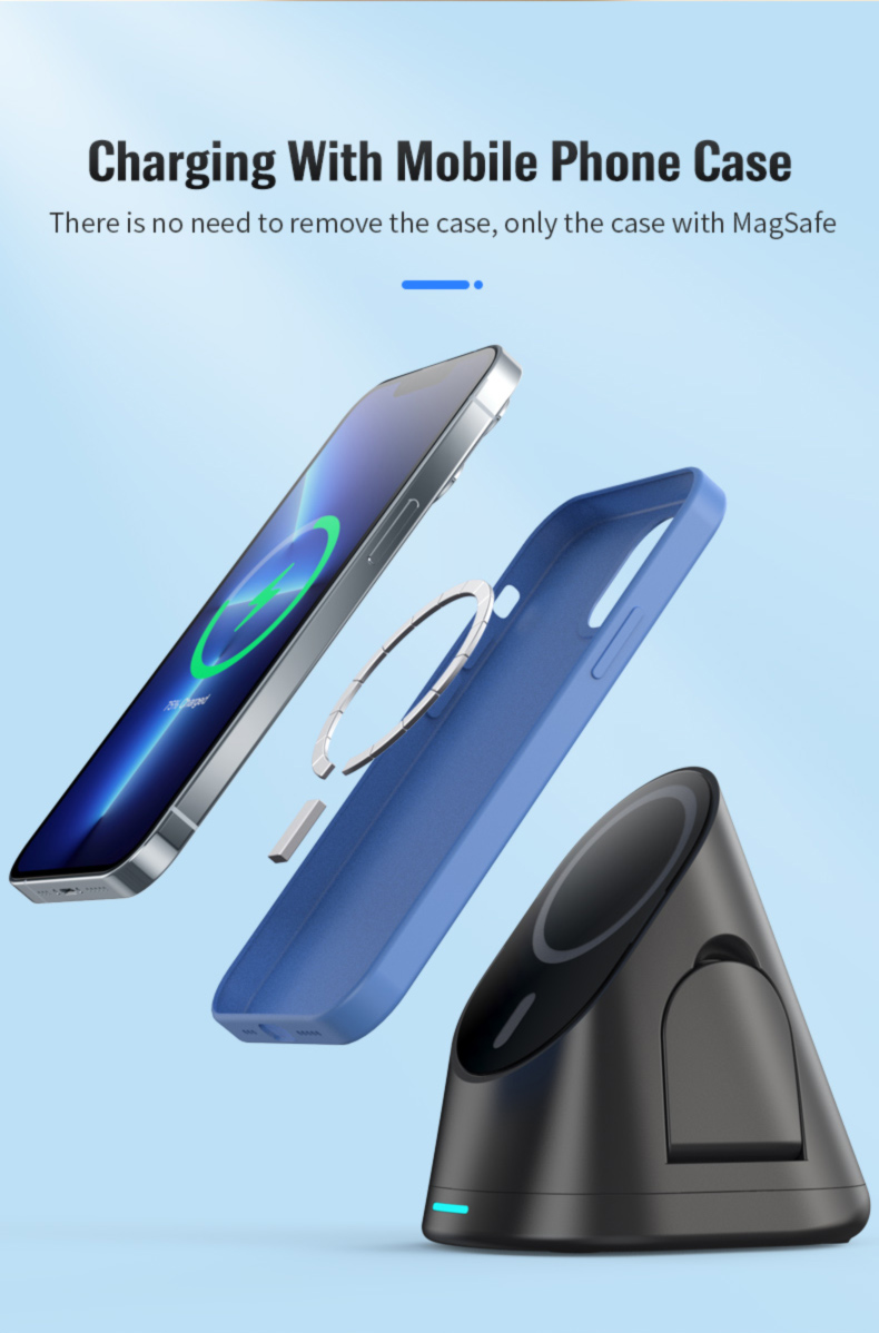 15W Portable QI Multifunctional 3 in 1 Magnetic Wireless Stand For iPhone 15 14 13 Pro