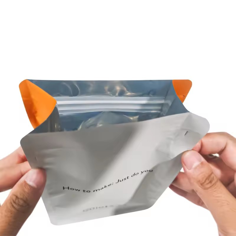 Recyclable Custom Printed Flat Bottom 250g 1Lb Bean Coffee Bags Valve Side Gusset Side Packaging
