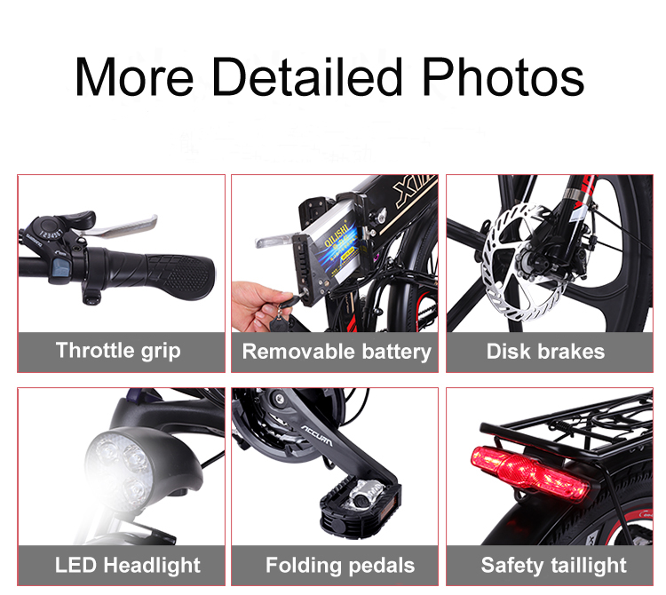 Foldable 48V 10.4AH Electric Bicycle with Aluminium Alloy Frame in Black and White