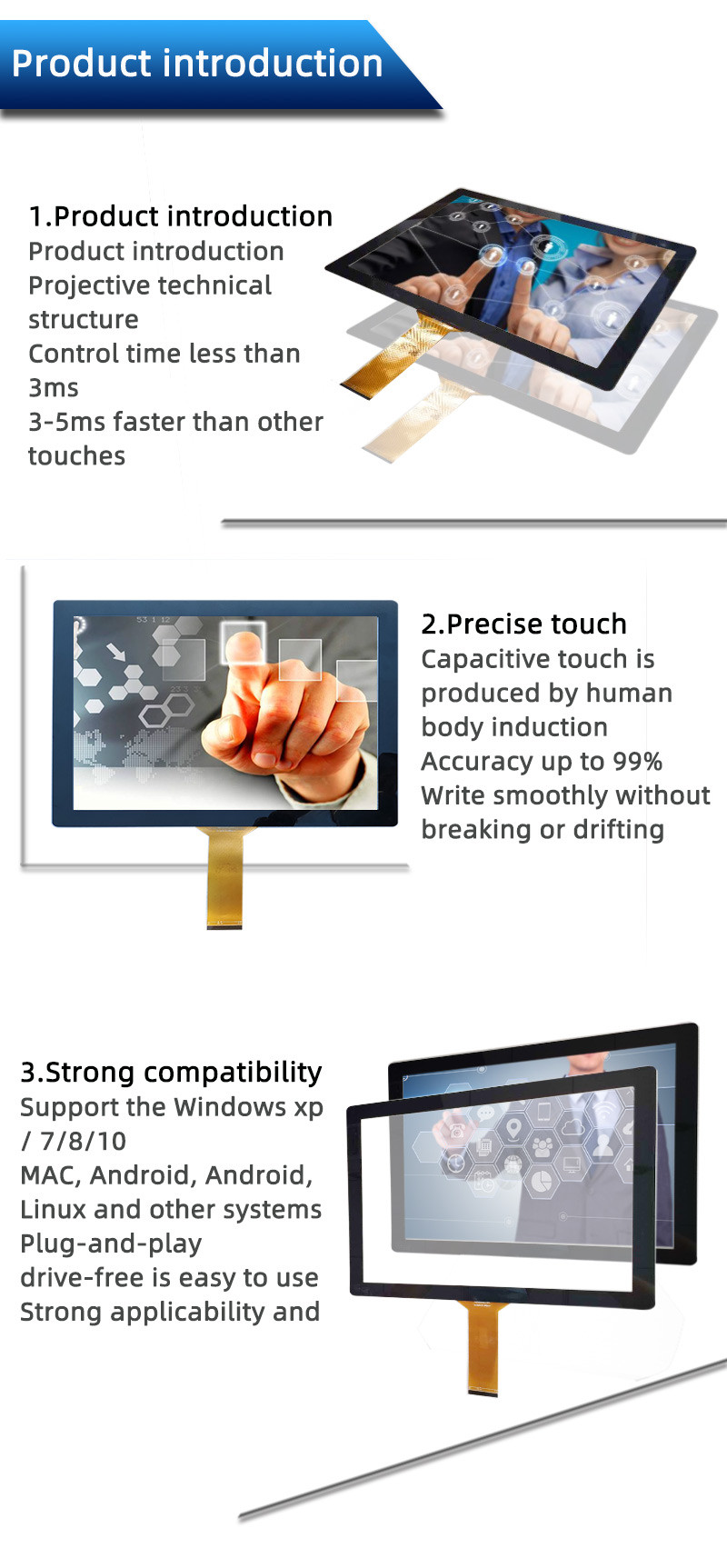19.5 Inch Diy Capacitive Touch Screen CTP Structure RoHS Approved