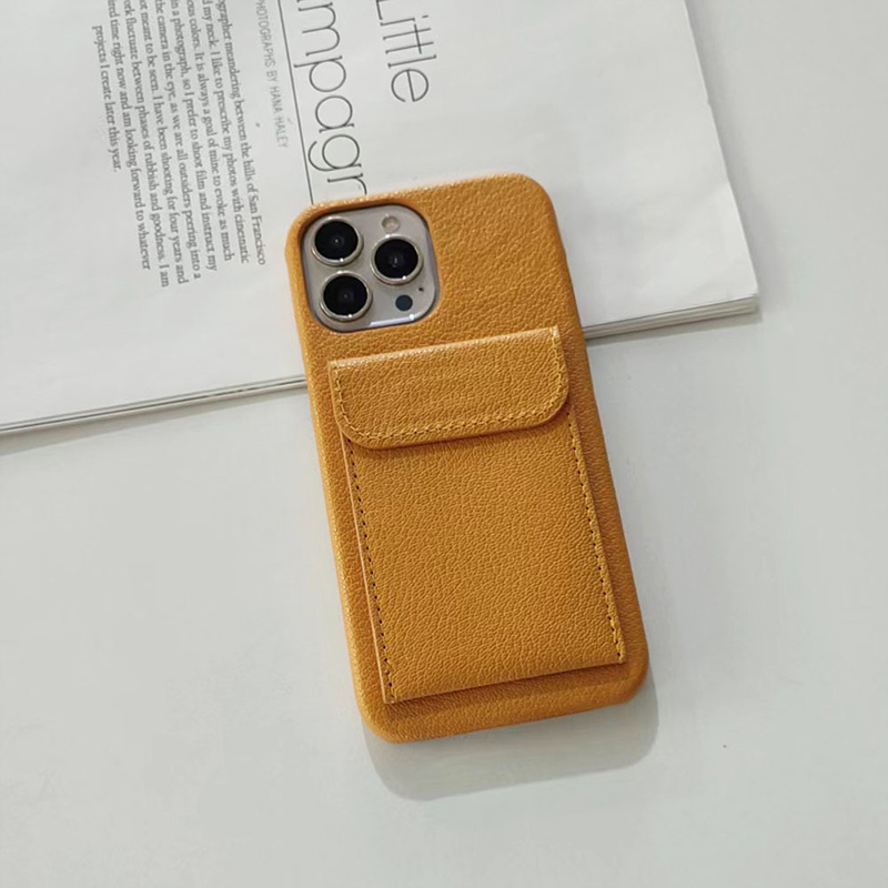 Handcrafted Leather Card Holder Phone Case with Shockproof Feature and Luxury Design