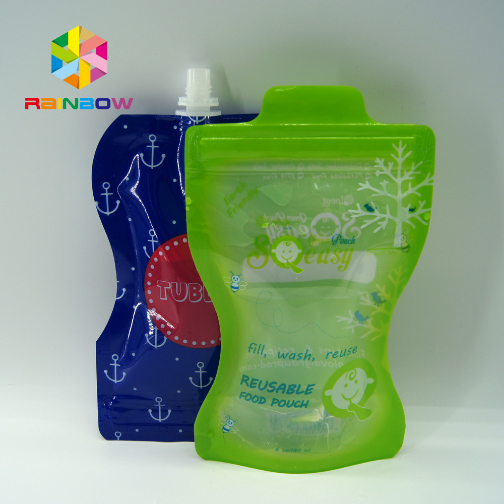 Custom Reusable Liquid Stand Up Liquid Spout Bags Baby Food Packaging Bag