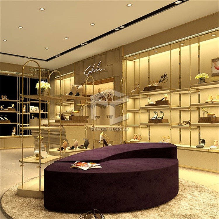 T5 LED Shoe Display Racks 5mm Thick MDF Shoes Showroom Display
