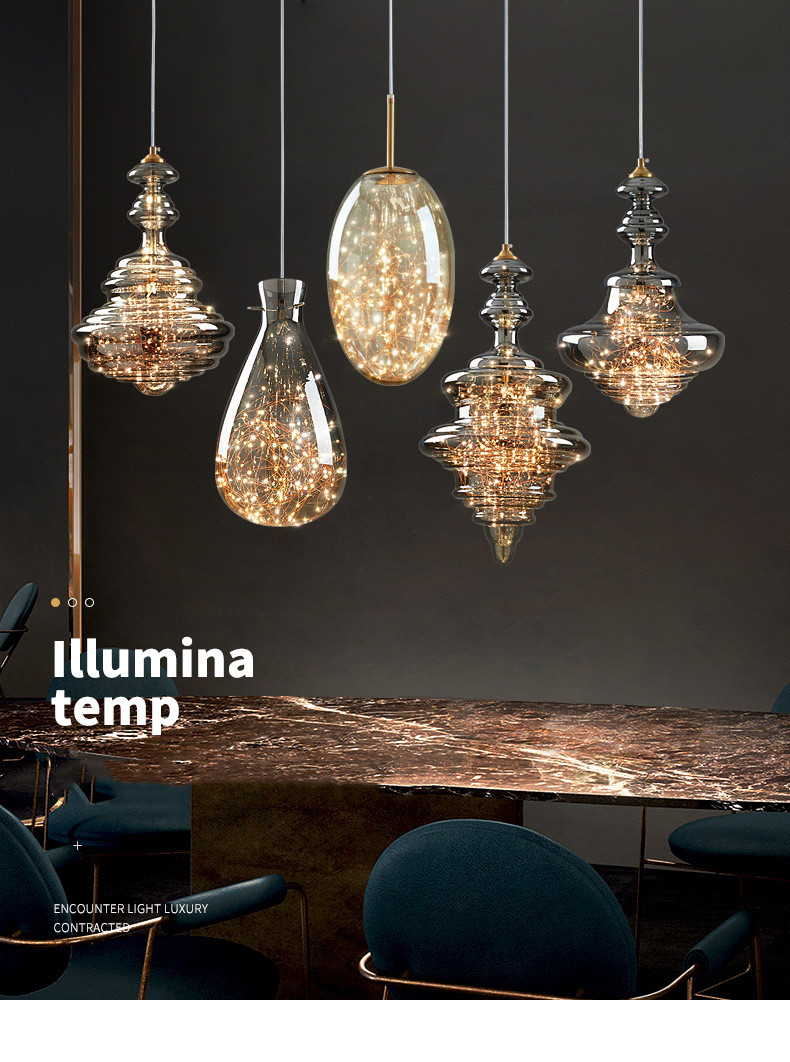 Decoration Glass Hanging Lamp for Dining Room Kitchen Bar LED Stars Glass Chandelier(WH-GP-175)