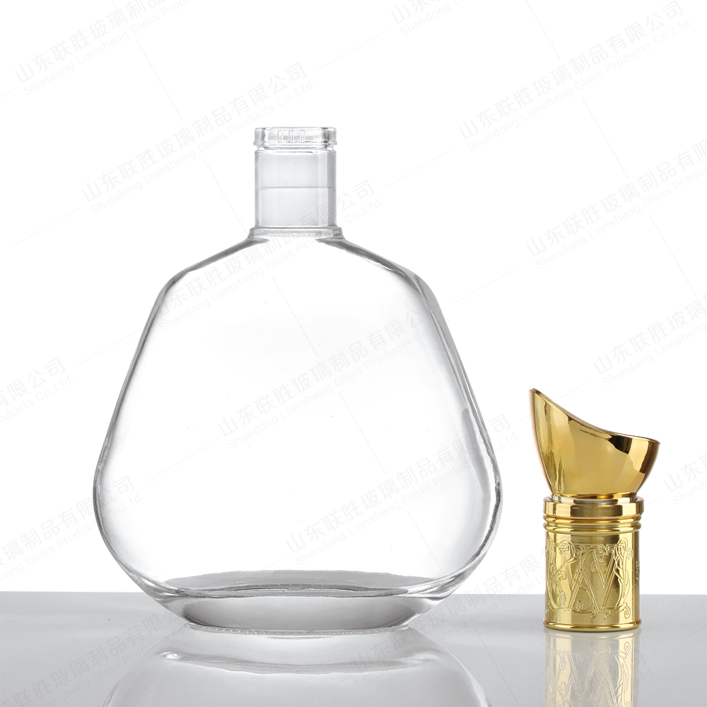 750ml 1000ml Clear Glass Collar Material Vodka XO Bottle with Crystal Color Printing