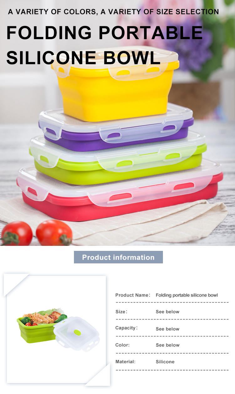 OEM Microwave Safe 1200ML Collapsible Foldable Lunch Box