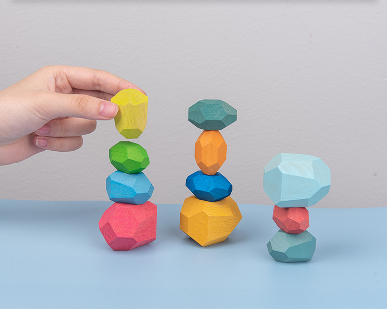 Jenga 14cm Rock Wooden Building Blocks Set Wooden Stacking Blocks Balancing Toy