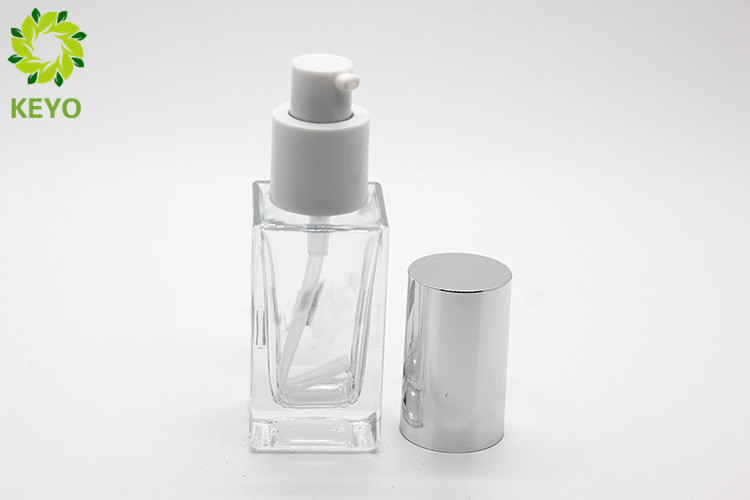 Square Clear Glass Foundation Bottle 30 Ml