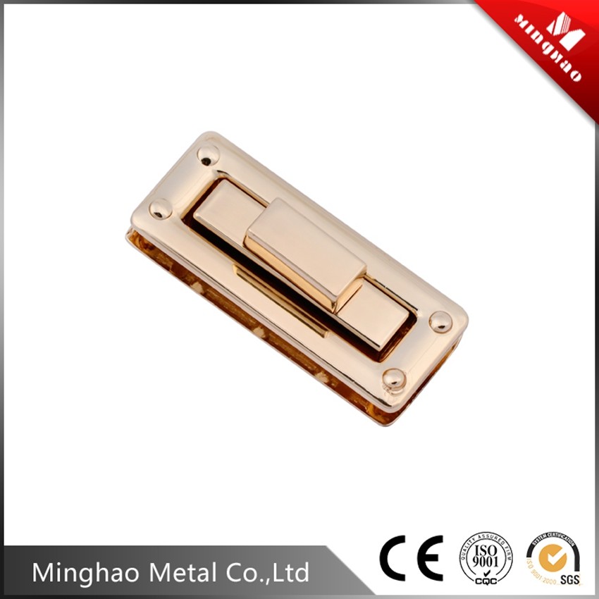High quality handbag square turn lock for bag parts,51.74*21.73mm,Zinc alloy square lock