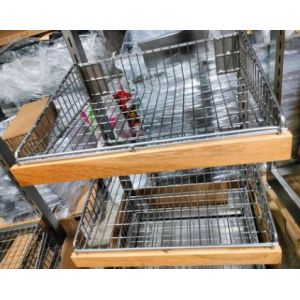Powder Coating Wire Shelf Display With Solidwood Nosing AT-0059