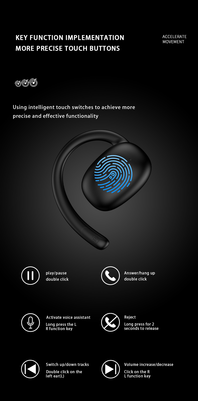 Wireless Stereo Headphones OWS Gaming 5.3 for Mobile Phones Low-Latency Noise Cancelling