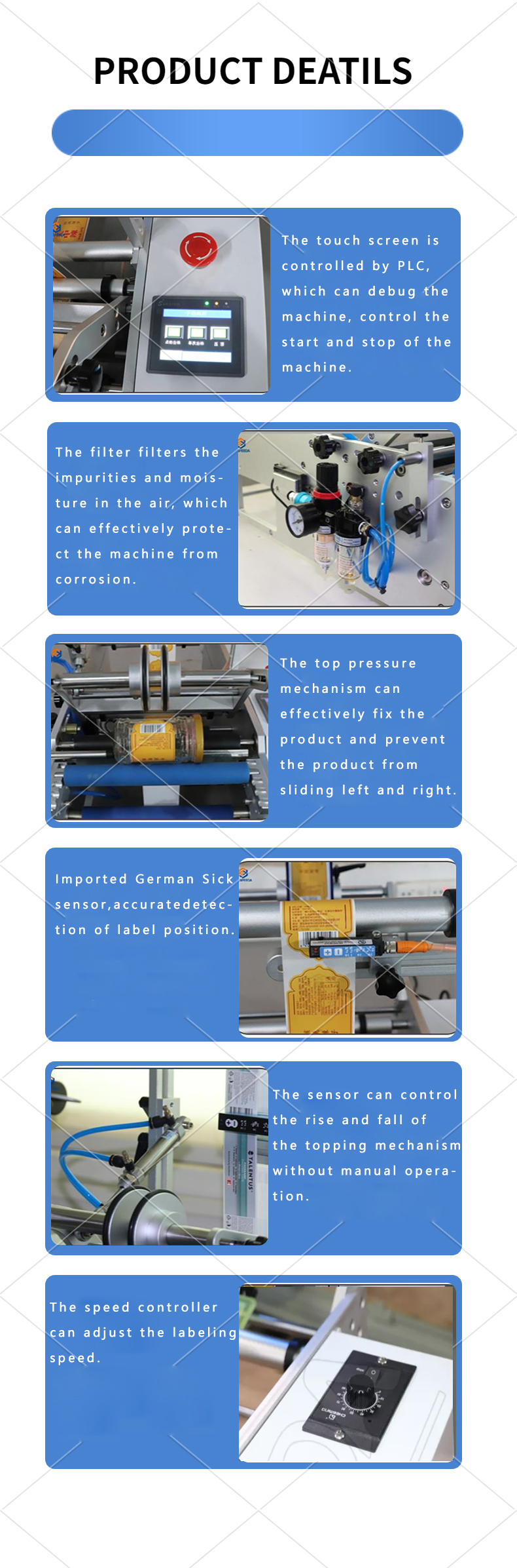 Automatic Sensor FK603 Semi-automatic Labeling Machine For Cylindrical Round Bottles 20-290mm