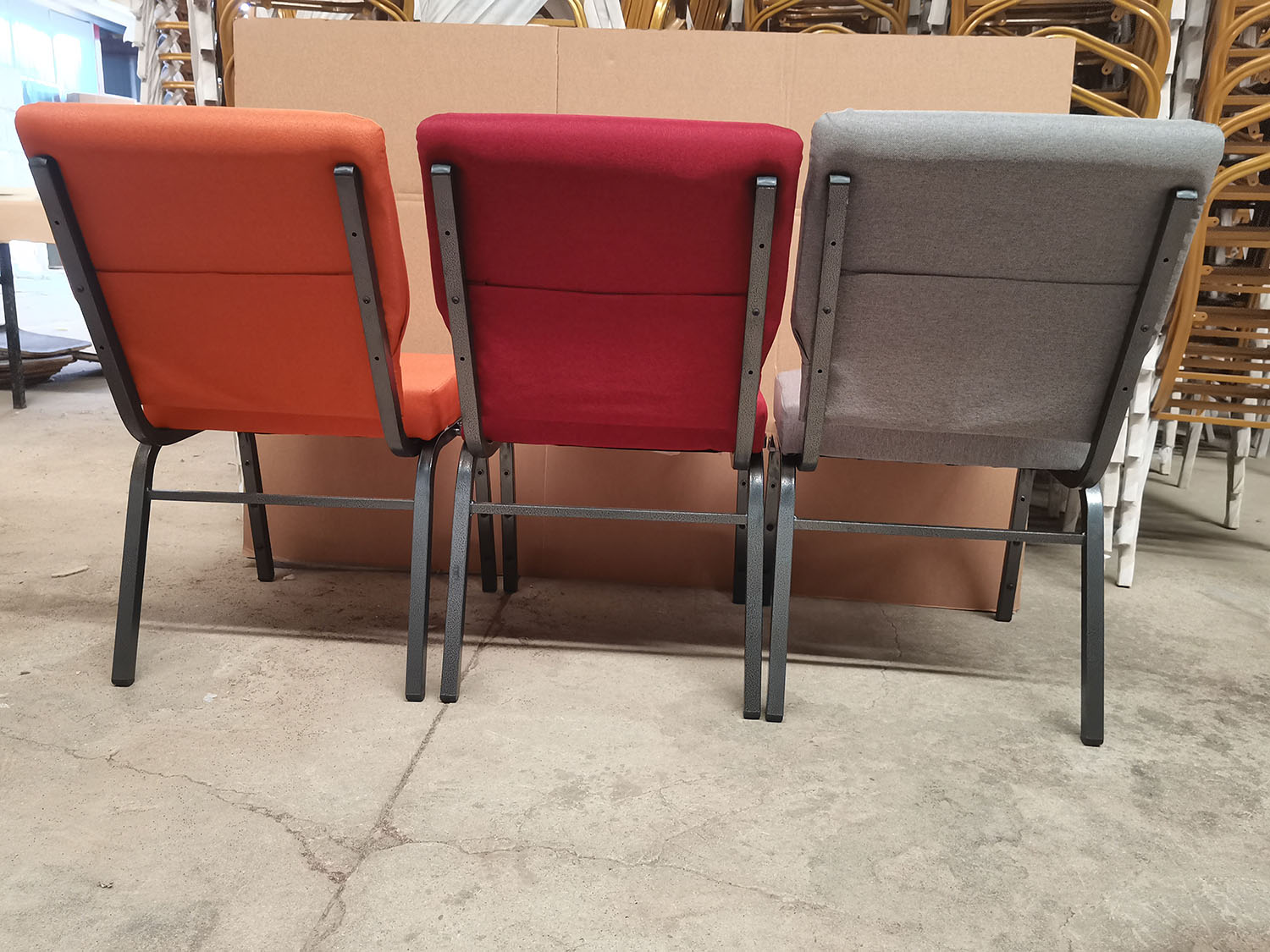 Conference Black Church Chairs 10CM Cushion Church Seating Chairs