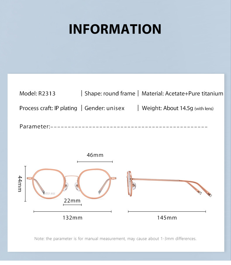 Multi layer coating Optical Eyeglasses Titanium Acetate Alloy For Eye Protection