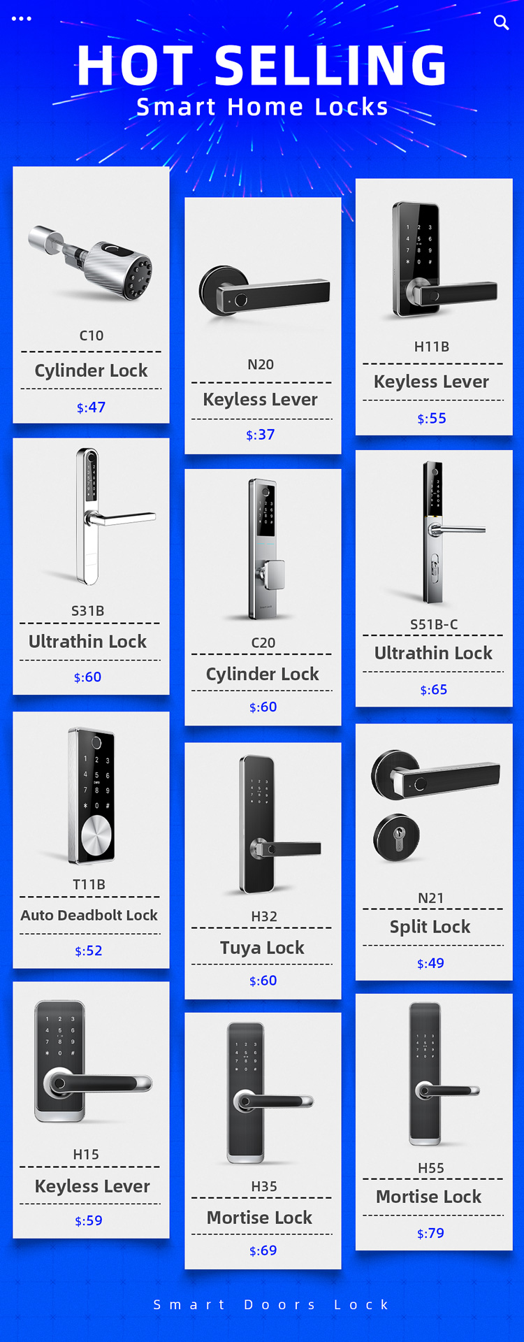 Home Keyless Fingerprint Electronic Door Locks 10000 Times Battery Lifespan