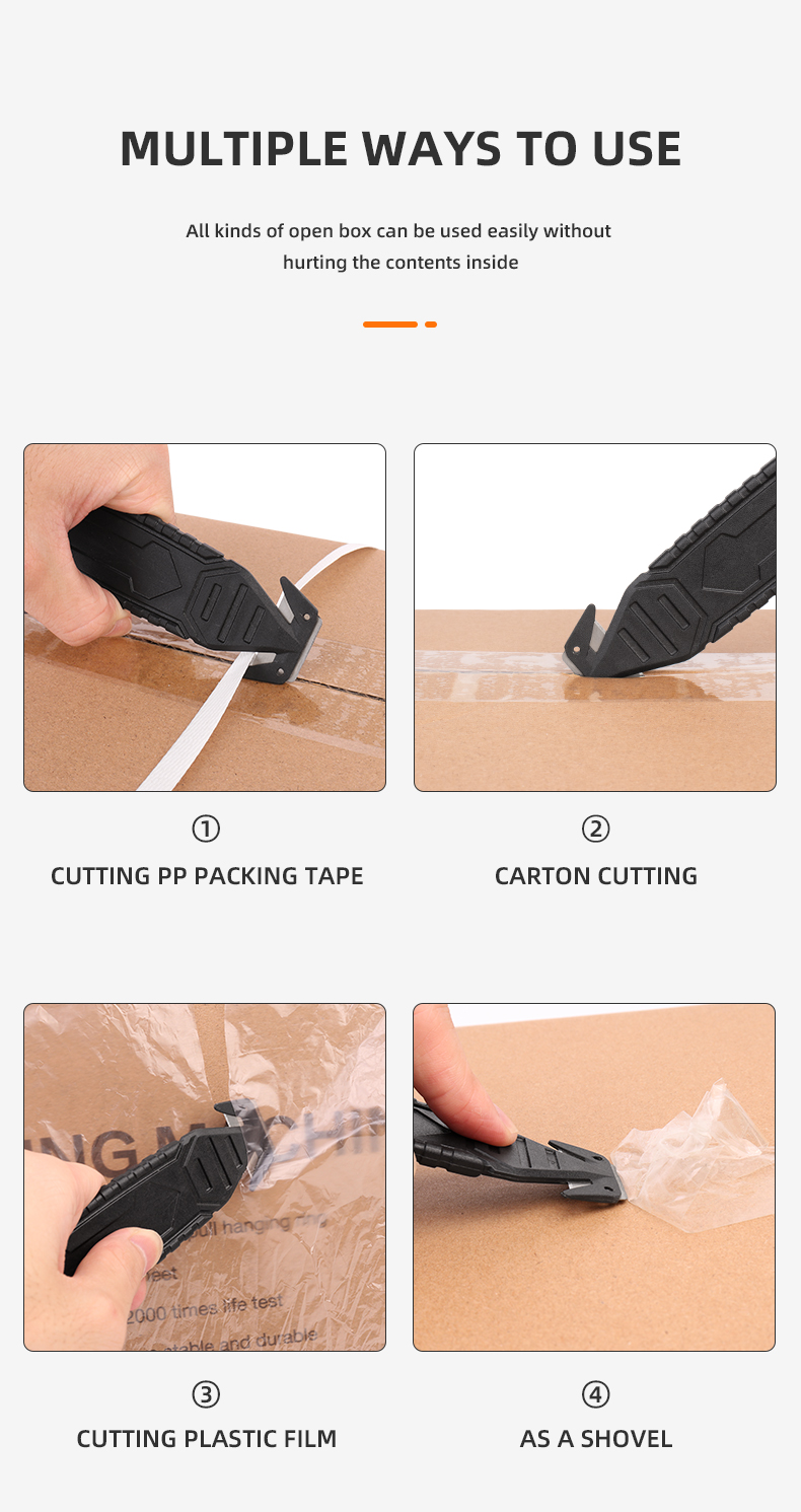Plastic Handle Material Safely Compact 15g Box Carton Opener Cutter with Hidden Blade