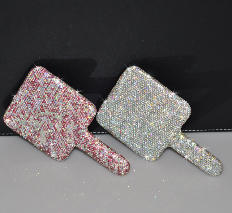 Rhinestone Heart Travel Portable Vanity Mirror Makeup Light Up For Makeup