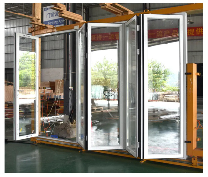 Customized Thermal Break Modern Tempered Glass Bifold Doors Waterproof Aluminum Alloy