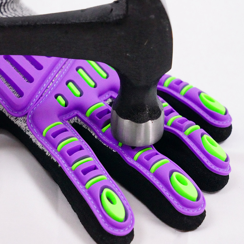 Customized 13 Gauge TPR Impact Resistant Sandy Nitrile Gloves EN388 4X43C Cut And Slip Protection