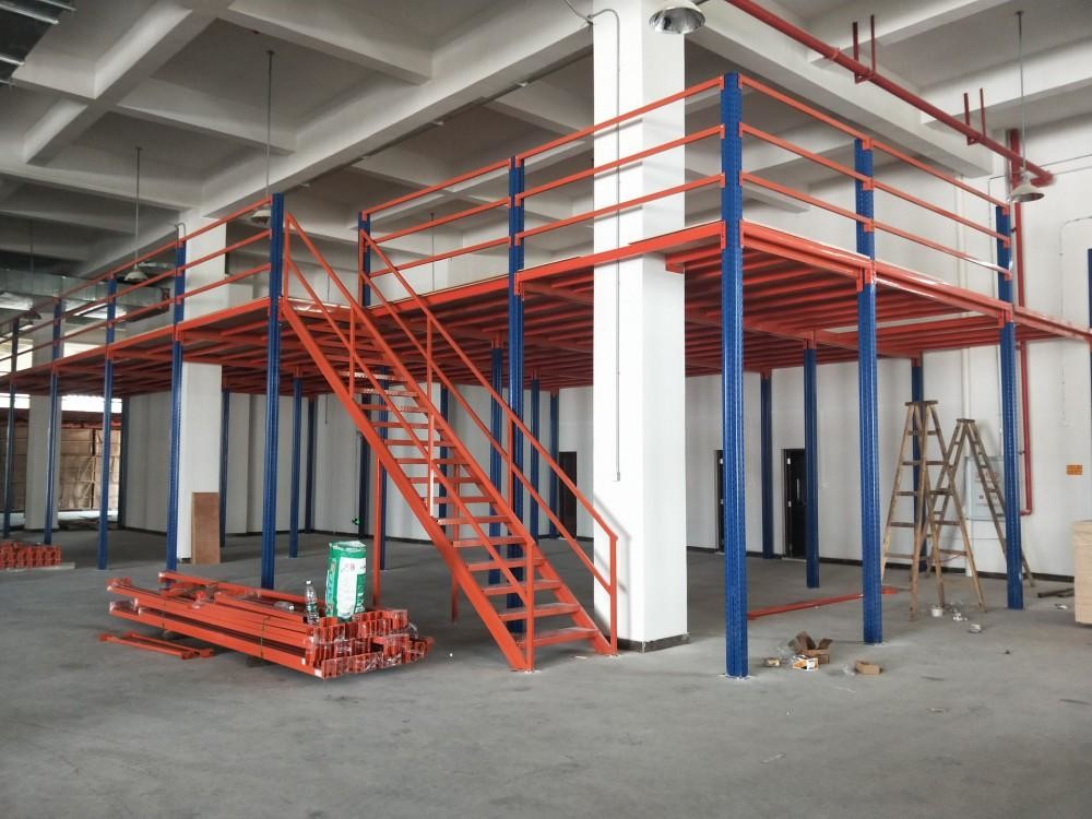 Integrated Stationary Warehouse Storage Racking System Mezzanine Platform with Steel Stair