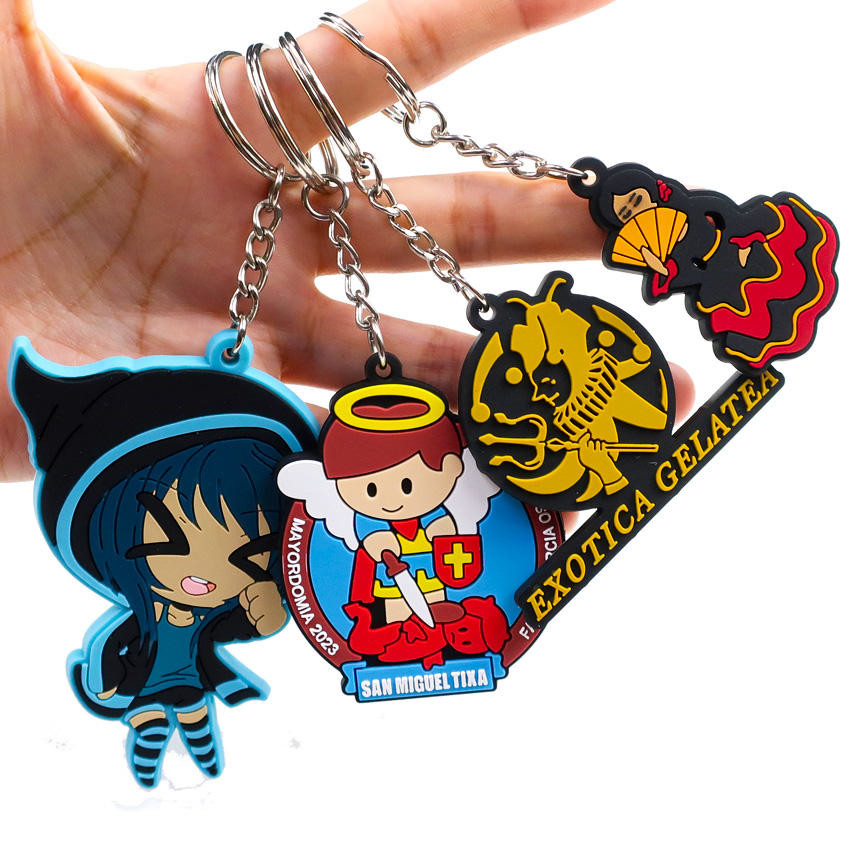 Custom Anime Pvc Keychain Cute Silicone Rubber Key Holder Digital Printing