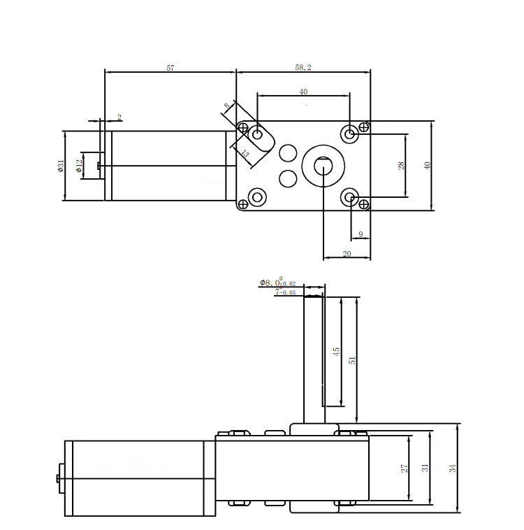 470 RPM Self Locking DC Worm Gear Motors