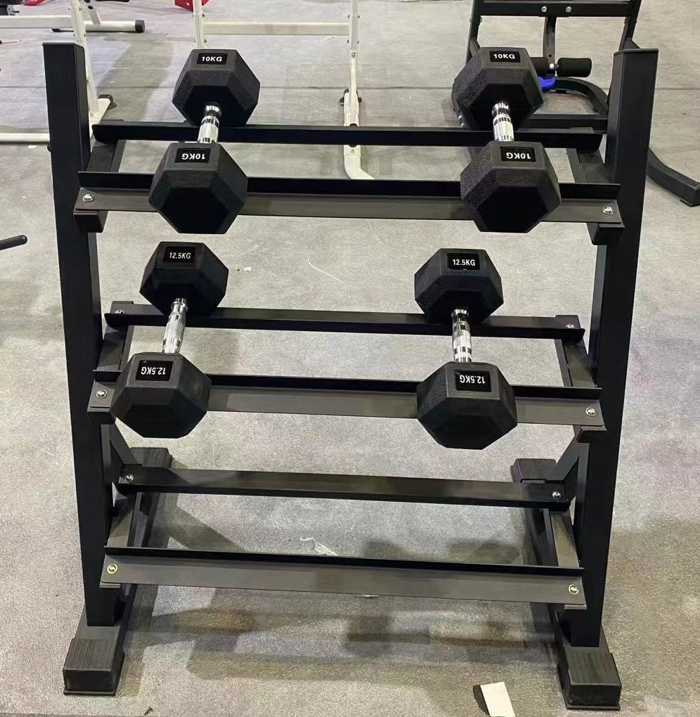 Three Layer Commercial Fitness Equipment Dumbbell Rack Metal Set For Strength Training