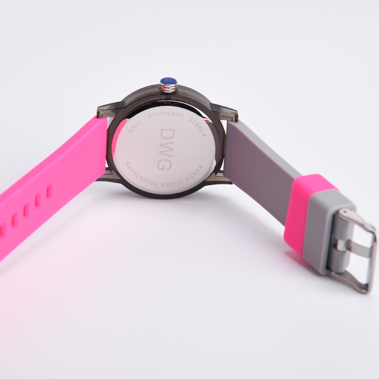 Quick Delivery Silicone Sports Watch , Stainless Steel Back Cover Quartz Watches