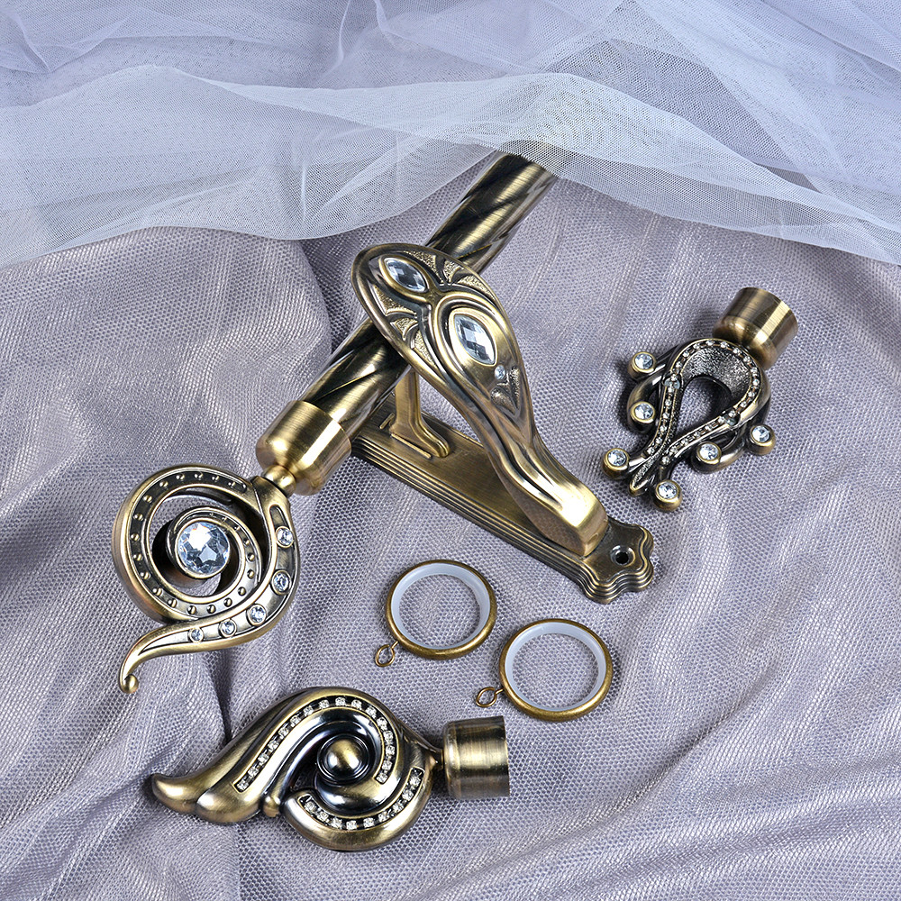 Factory Manufacturer 28mm Vase Head Shape Finial Extendable Metal Curtain Rod Set Adjustable Length