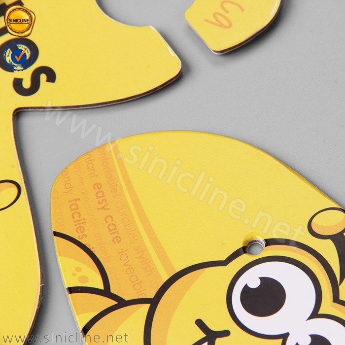 Eco Friendly Cardboard Hangers Customized Cute Yellow Kids Shoe Hanger