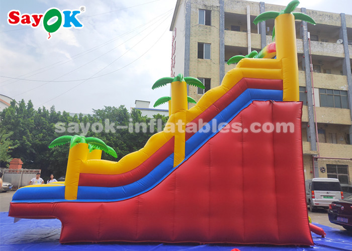 Commercial Inflatable Slide 8*4*7m PVC Coconut Tree Inflatable Bouncer Slide With Two Air Blower For Kids