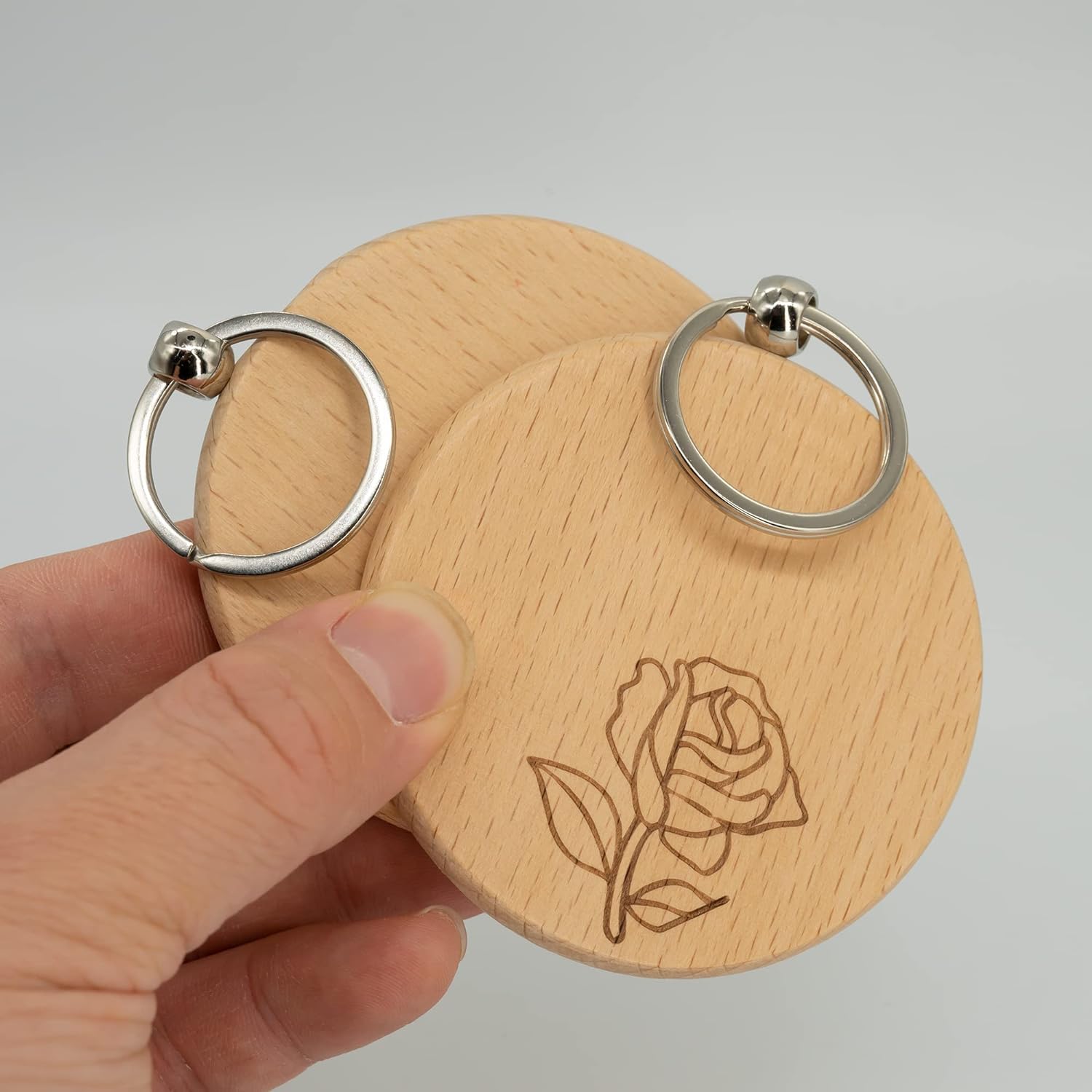 Ecofriendly Blank Wooden Key Chain Laser Engraving Logo Round Shape Wood Souvenir Gift