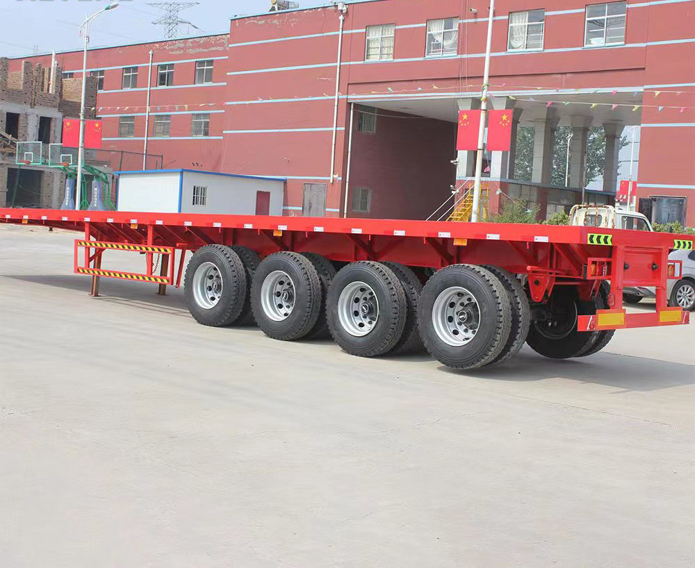 Factory Price New 3 Axle 60ton Fuwa Flatbed 20FT/40FT Container Cargo Transport Truck Semi Trailer for Sale