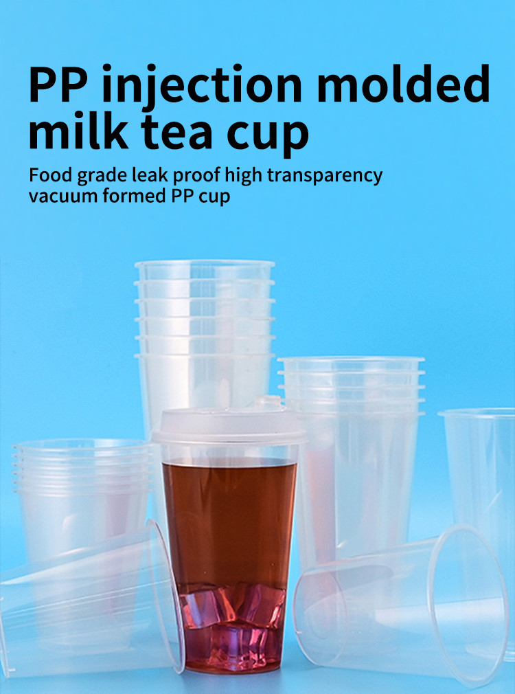 Thick Smoothie PP Plastic Cups Reusable Lid Disposable Drinks Juices Bubble Tea