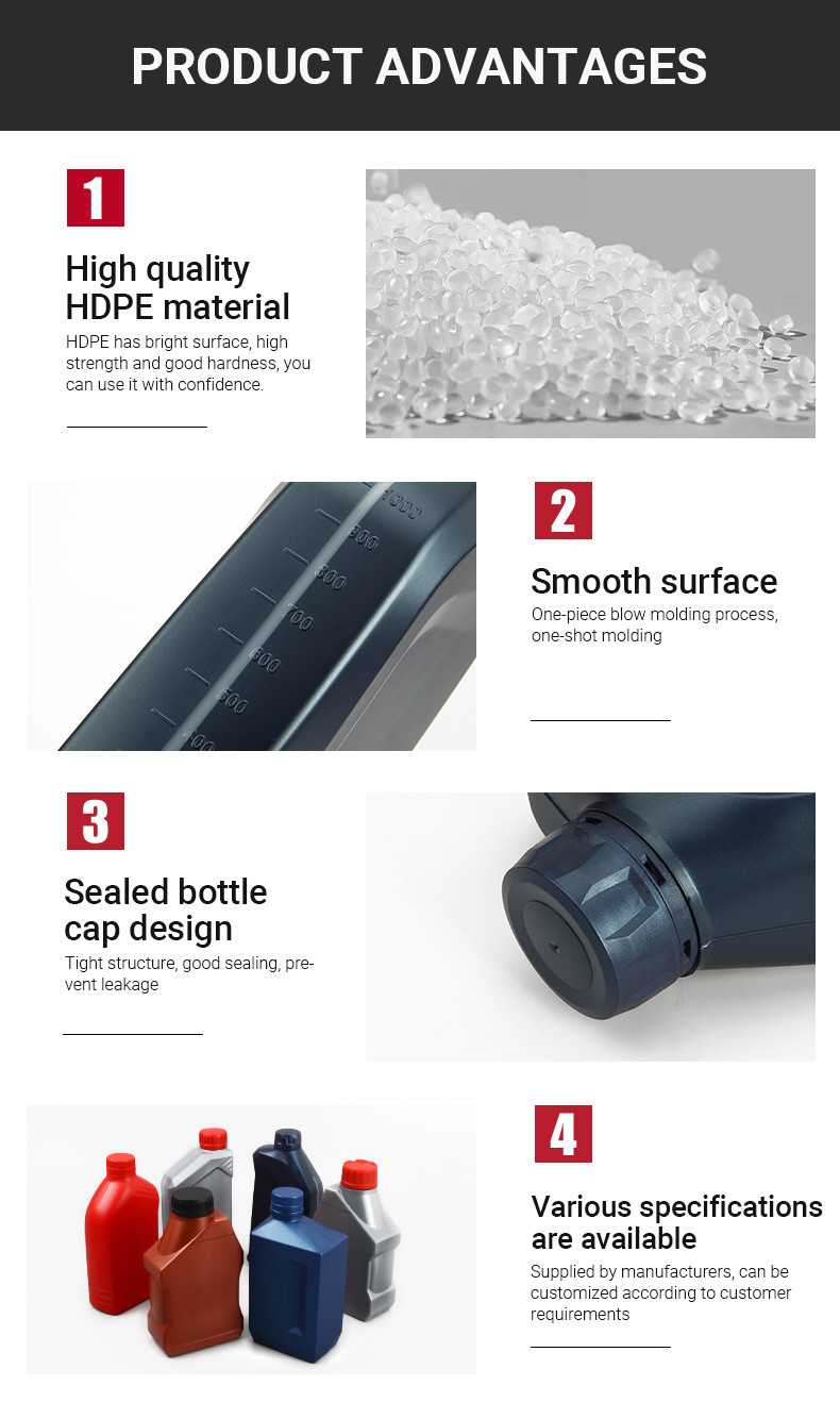 500ml 1000ml HDPE Engine Oil Packaging Bottle motor oil jugs