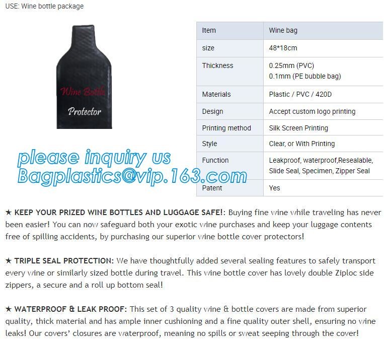 Bottle Protector Bubble Travel Bag,Travel Trip Bag With Bubble Inside And Double Zip lockks,Sleeve Travel Bag - Inner Skin