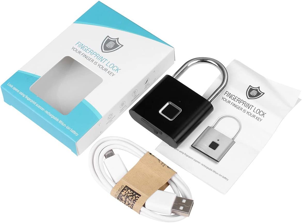 Waterproof Keyless Fingerprint Padlock Anti Theft Security Digital Portable For Gym Locker