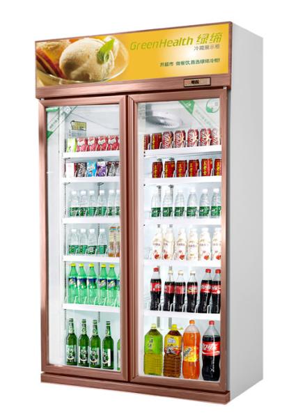 Customize Champagne Gold Commercial Display Cold Drink Freezer For Restaurant /