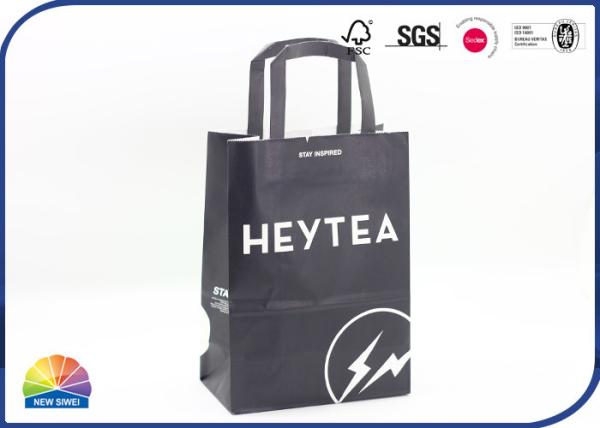 200gsm Customized 4C Print Kraft Paper Shopping Bags Gloss Varnishing With