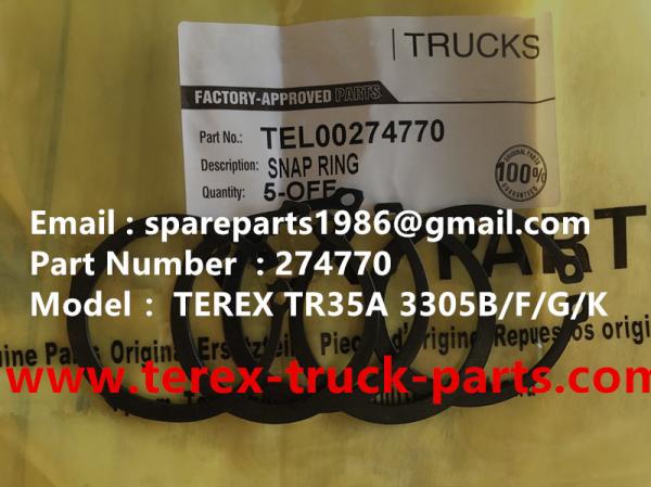 TEREX 00274770 SNAP RING OFF HIGHWAY NHL MINING DUMP TRUCK TR35 TR50 TR60 TR100