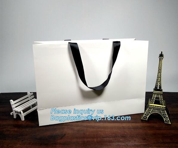Luxury paper bags with handles Different Sizes,250gsm art paper shopping carrier bag custom printing with handle rope