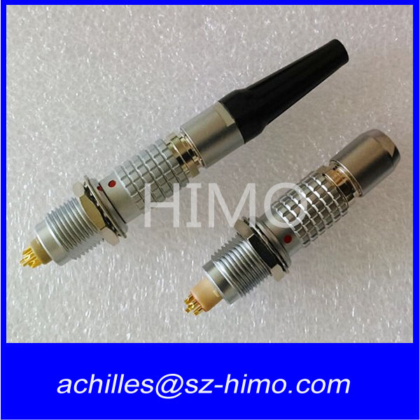 electronic lemo 4 pin male and female connector with bend relief